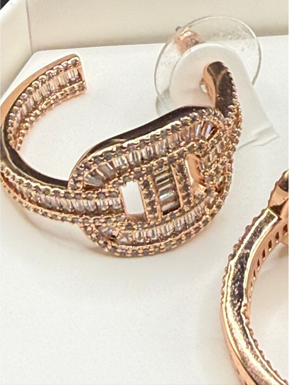 Bomb Party Rose Gold Gleaming Aspirations Diamond CZ  Earrings Hoops